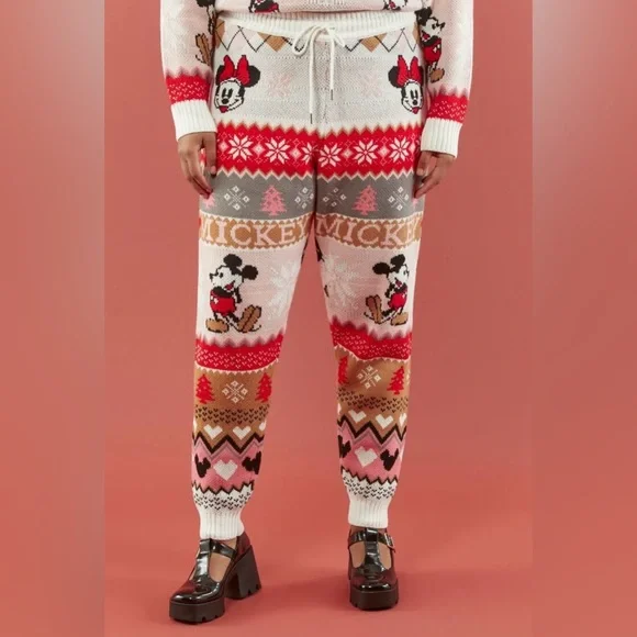 NEW Forever 21 x Disney Mickey Mouse Fair Isle Christmas Sweater-Knit Joggers - Picture 5 of 9